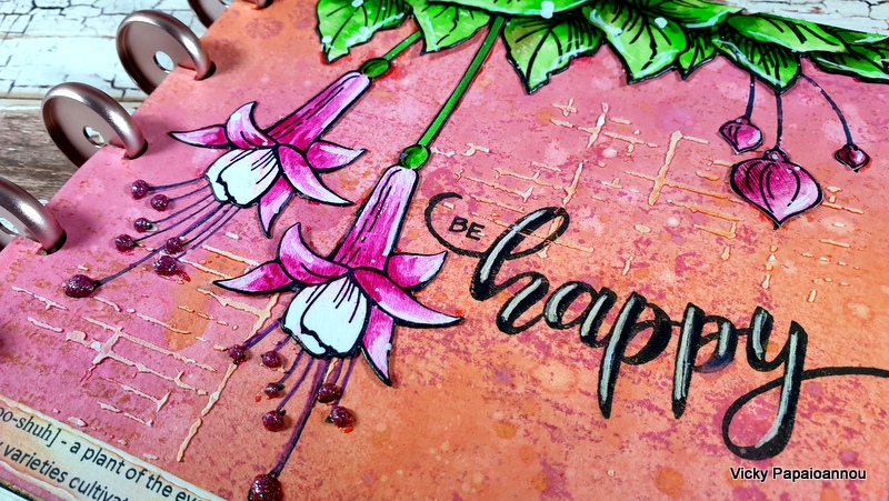 art journal fuschia flowers