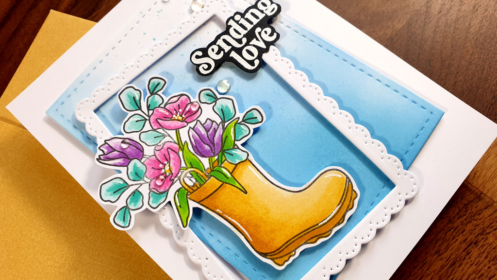 flowers in boot card